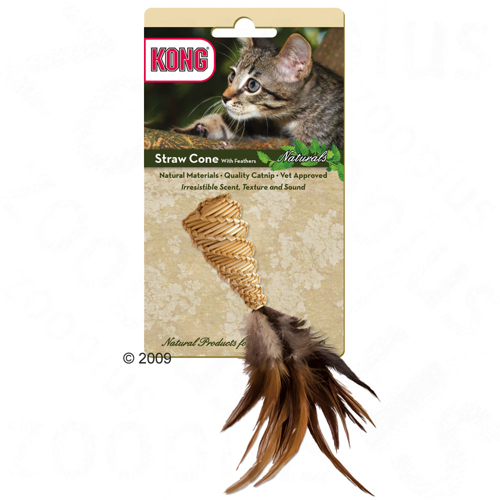 Kong straw cone met veren     ca. 17,8 x 4,3 cm van kantoor artikelen tip.