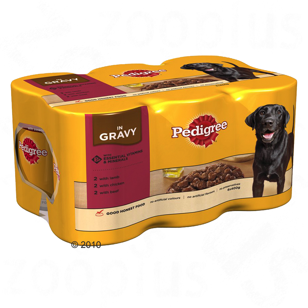 Pedigree blik multipack 6 x 400 g     3 smaken in brood van kantoor artikelen tip.