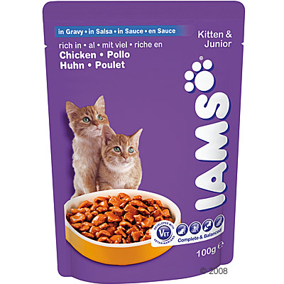 Iams kitten & junior 6 x 100 g     kip in saus van kantoor artikelen tip.